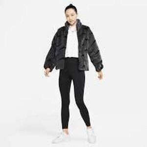 NWT Nike Therma-Fit Faux Fur Puffer Jacket M Black Plush Winter Warm $300 retail